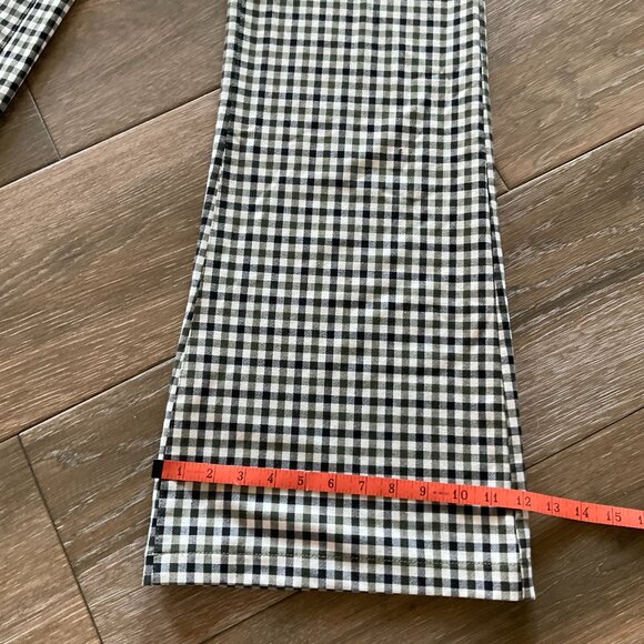 Free People Jules gingham olive green/black high waist, wide leg pants sz 2 - Picture 10 of 13